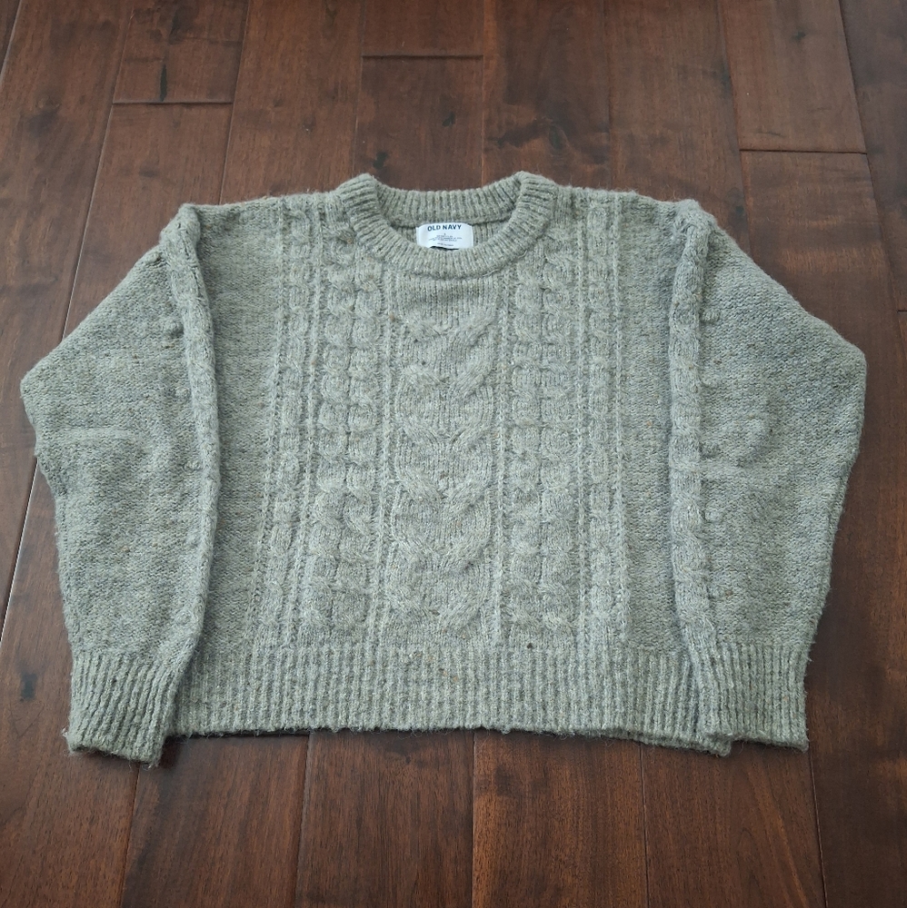 OLD NAVY Heather Gray Speckled Cable Knit Sweater - Size S